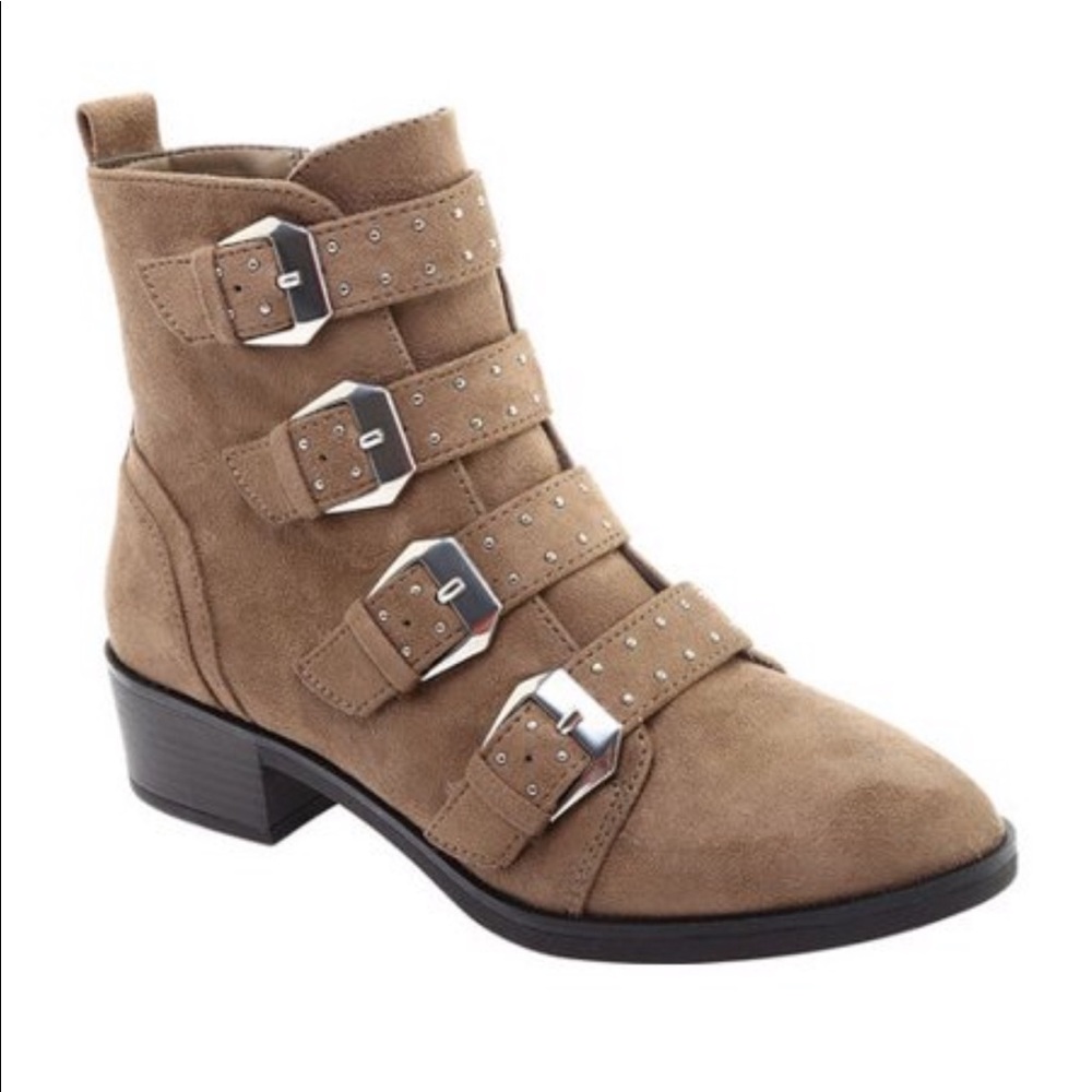 Tan studded booties